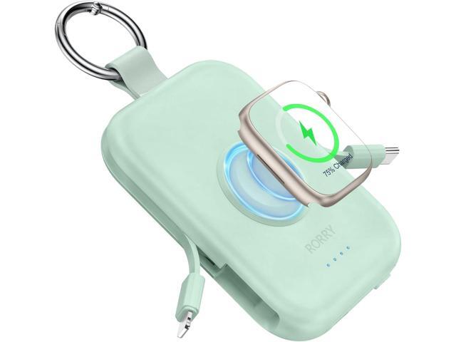 RORRY Portable Charger, 5000mAh Portable Charger Power Bank with Built-in Cables, Travel Keychain Battery Pack for Apple Watch...