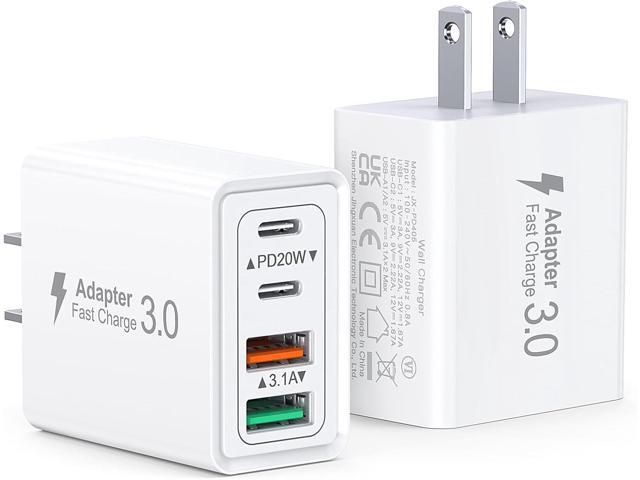 [2 Pack] USB C Wall Charger Block, 40W 4-Port PD Power Adapter QC Wall Plug, Fast USB C Charger Type C Charging Blocks Cube Brick Box for iPad Pro...