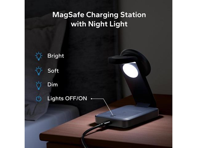 3 in 1 Foldable Wireless Charging Station for MagSafe, Travel Magnetic Charger Stand for iPhone 15 14 13 12 Pro Max, Fast Nightstand Charging Dock...