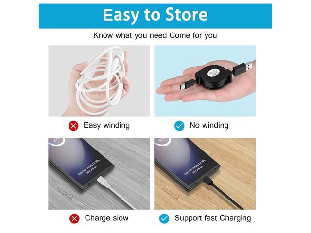 Retractable USB C Cable for Car,3.3ft 3 Pack Android Phone USB C to USB A Cord Fast Charging for Samsung Galaxy S24/S24...