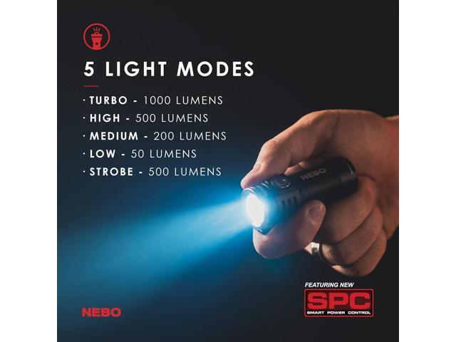 NEBO Torchy Rechargeable Pocket Flashlight 1,000 Lumens, 5 Light Modes, Magnetic Base & Steel Clip, Water Resistant, LED Mini Flashlight for EDC...