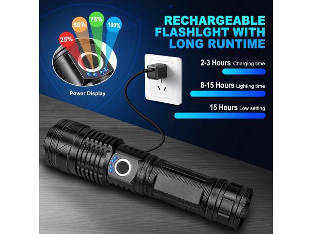 BERCOL Flashlights High Lumens Rechargeable, 990,000 Lumens Super Bright Led Flashlight with 5 Modes, IPX6 Waterproof Powerful Flash Light...