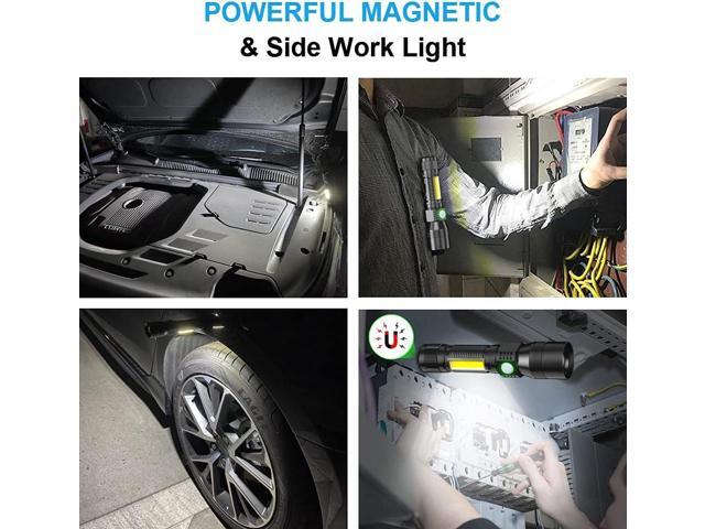 UV Flashlight Rechargeable, Black Light Flashlight with Magnet & Side Work Light 3in1 Tactical Flashlight Blacklight & Redlight, 1000lm, Zoomable,...