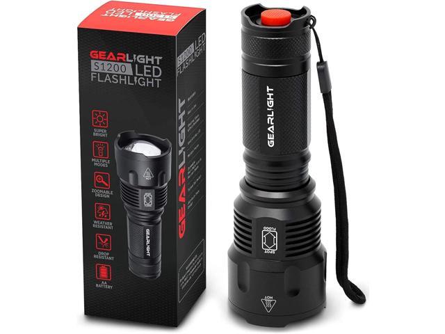 GearLight High-Powered LED Flashlight S1200 - Mid Size, Zoomable, Water Resistant, Handheld Light - High Lumen Camping, Outdoor, Emergency.