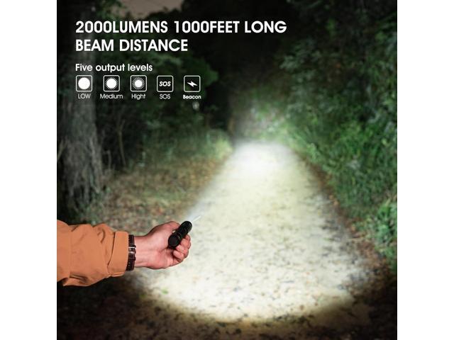 Rechargeable Flashlights 2000 High Lumen, Super Bright Tactical LED Flashlight Small, Compact Flashlight Waterproof IPX6, USB-C Rechargeable Pocket...