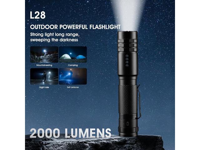 Rechargeable Flashlights 2000 High Lumen, Super Bright Tactical LED Flashlight Small, Compact Flashlight Waterproof IPX6, USB-C Rechargeable Pocket...
