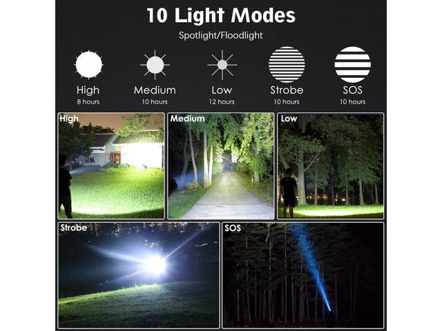 Rechargeable Flashlights 990000 High Lumens, Super Bright Flashlight with 10 Modes, LED Tactical Flashlight Waterproof, Powerful for Camping,...