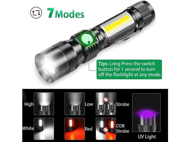 UV Flashlight Black Light, 3-in-1 Magnetic Flashlight Rechargeable, 1000 Lumen Tactical LED Flashlight, 7 Modes Waterproof UV Light Flashlight for...