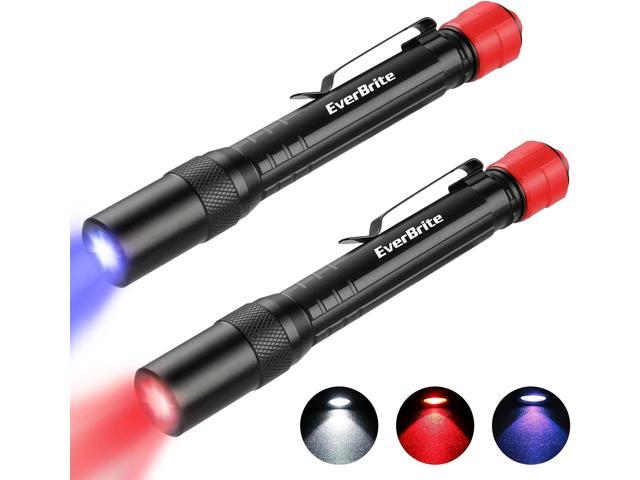 EverBrite Red Light Penlight Flashlight with 395nm UV Blacklight/White Light, Multi-Function LED Pocket Pen Light, AAA Batteries Included, for.