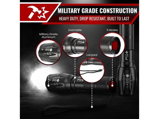 PeakPlus LED Flashlights High Lumens, Tactical Flash Lights [4 Pack] - Super Bright Waterproof Zoomable 5 Modes - Powerful Handheld Flashlight for...