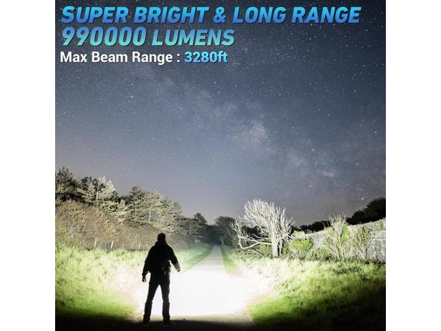 Rechargeable LED Flashlights High Lumen,990,000 Lumens Super Bright Flashlight,Powerful Flash Light 7 Modes with COB Work Light IPX7 Waterproof for...