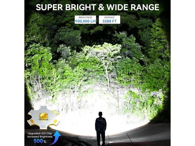 Rechargeable Flashlights High Lumens Flash Light,900,000 Lumen Super Bright LED Flashlight, High Power Brightest USB Flashlights, Waterproof...
