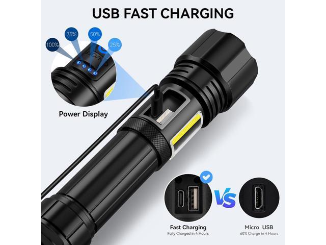Rechargeable Flashlights High Lumens Flash Light,900,000 Lumen Super Bright LED Flashlight, High Power Brightest USB Flashlights, Waterproof...