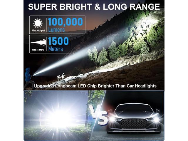 Flashlights High Lumens Rechargeable - 100,000 Lumens Super Bright LED Magnetic Tactical Flashlight with Sidelight 8 Modes Waterproof Powerful...