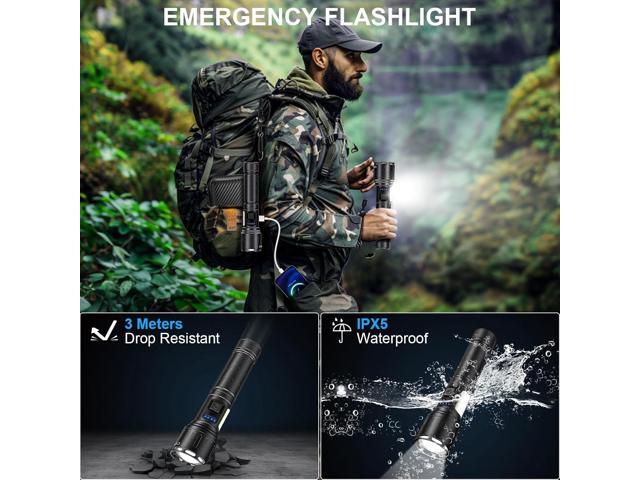 Flashlights High Lumens Rechargeable - 100,000 Lumens Super Bright LED Magnetic Tactical Flashlight with Sidelight 8 Modes Waterproof Powerful...