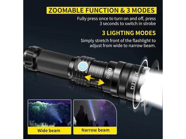 Flashlight Rechargeable Flashlights High Lumens Streamlight Flashlight 3 Modes Adjustable Waterproof Tactical Flashlight LED Flashlight for Camping...