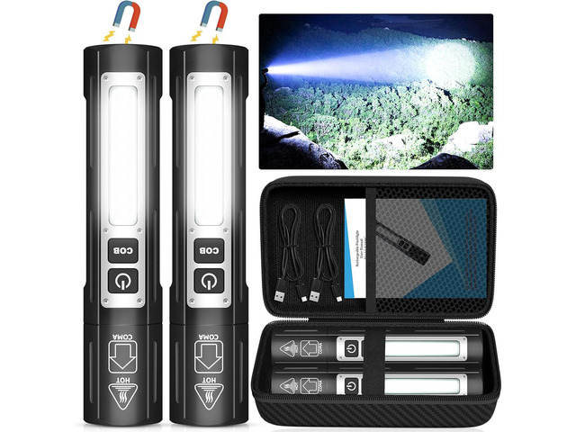 Rechargeable Flashlights High Lumens - Super Bright Small Pocket Magnetic Flashlight, 8 Modes LED Tactical Flash Light, Dual Button Powerful Work...
