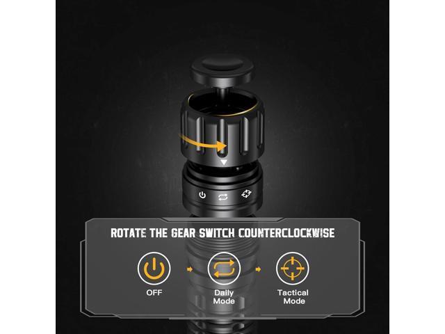 Wurkkos TD03 LED Tactical Flashlight Rechargeable,1800 Lumens IP68 Waterproof EDC Flashlight With Tail Rotary Switch One Click Strobe Flashlight...