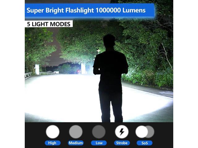Rechargeable LED Flashlight 1000000 Lumen, Super Bright Flashlight with Digital Power Display and Zoomble, Flashlights High Lumens Rechargeable for...