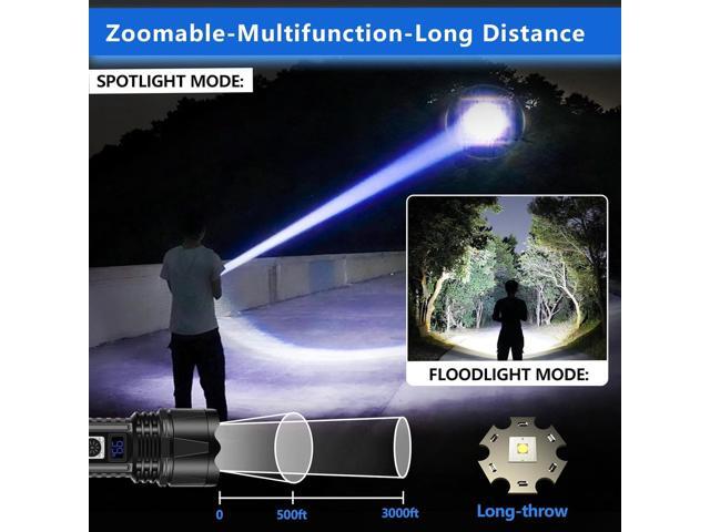 Rechargeable LED Flashlight 1000000 Lumen, Super Bright Flashlight with Digital Power Display and Zoomble, Flashlights High Lumens Rechargeable for...