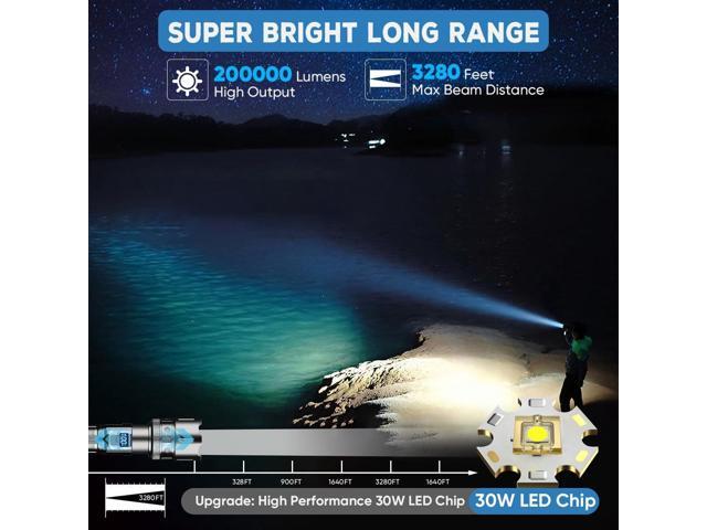 Rechargeable Flashlights - 200000LM Led Flashlight High Lumens Rechargeable, Super Bright Flashlight Powerful Flashlights,Multifunctional...