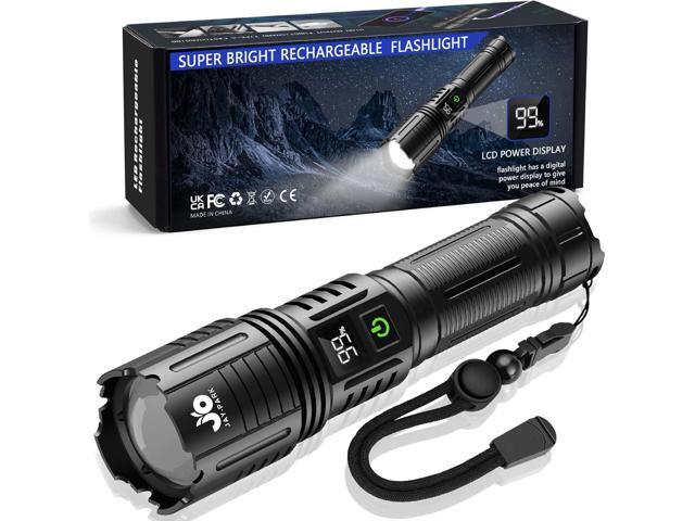 Rechargeable Flashlights 1000000 Lumen, LED Flashlight with Digital Power Display and Zoomable, Flashlights High Lumen Super Bright Long Distance.