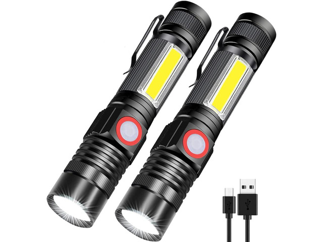 Rechargeable LED Flashlights, Magnetic Flashlight Super Bright Tactical Flashlight with SideLight,USB Rechargeable,Zoomable,Waterproof Best Small...