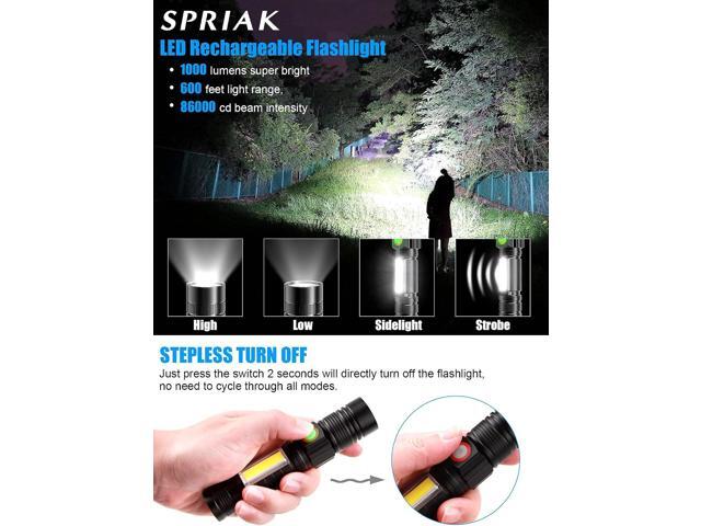 Rechargeable LED Flashlights, Magnetic Flashlight Super Bright Tactical Flashlight with SideLight,USB Rechargeable,Zoomable,Waterproof Best Small...