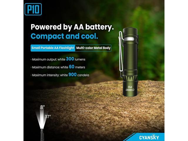 P10 300 Lumens EDC Flashlight,Mini Pocket Flashlight for Camping and Hiking,Tail Switch Small Portable Flashlight,Powered by Single AA Battery,Green