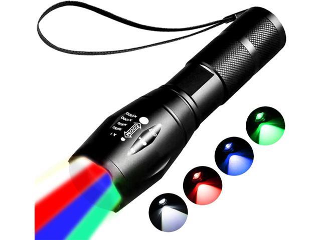 Red Flashlight RechargeableGreen Light FlashlightBlue Light flashlightsBlood Lights for Observation, 4 in 1 White Lights and Red lamp and Blue Lamp...