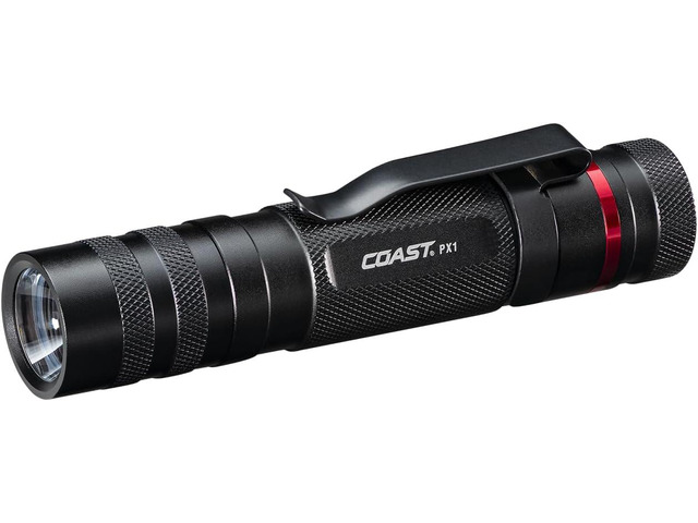 Coast PX1 565 Lumen Pure Beam Focusing LED Flashlight with Twist Focus and Adjustable Pocket Clip