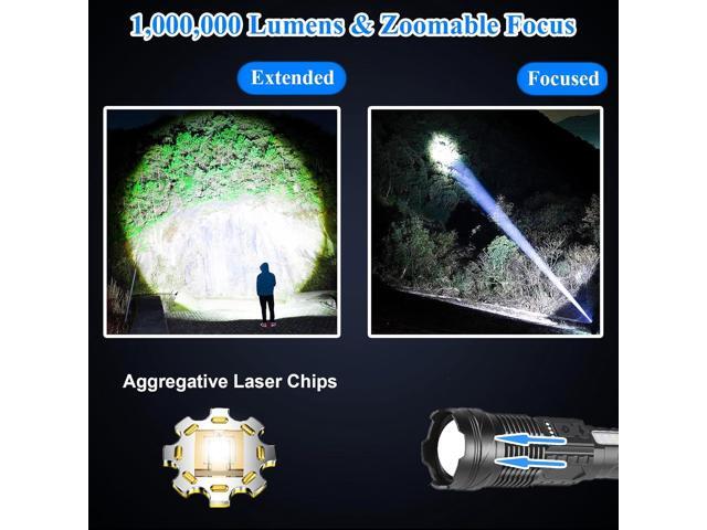 Flashlights High Lumens Rechargeable, 1,000,000 Lumen Super Bright Led Tactical Flashlight Battery Powered Handheld Flash Light with 7 Light Modes,...