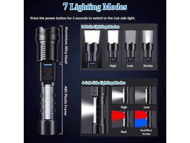 Flashlights High Lumens Rechargeable, 1,000,000 Lumen Super Bright Led Tactical Flashlight Battery Powered Handheld Flash Light with 7 Light Modes,...