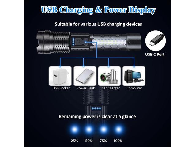 Flashlights High Lumens Rechargeable, 1,000,000 Lumen Super Bright Led Tactical Flashlight Battery Powered Handheld Flash Light with 7 Light Modes,...
