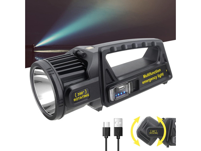 Spotlight 3000000 Lumens, 9 Modes Rechargeable Led Spotlight Flashlight with 350° Rotate Head, Super Bright Spot Lights Outdoor Handheld, IPX6...