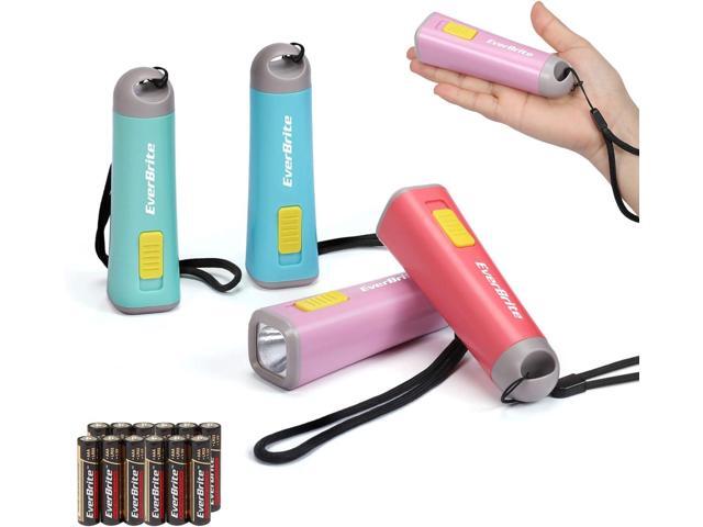 EverBrite 4-Pack Mini LED Plastic Flashlights, Assorted Colors Portable Torch Lights with Lanyard, Small Flashlight for Emergencies and Camping, 3...