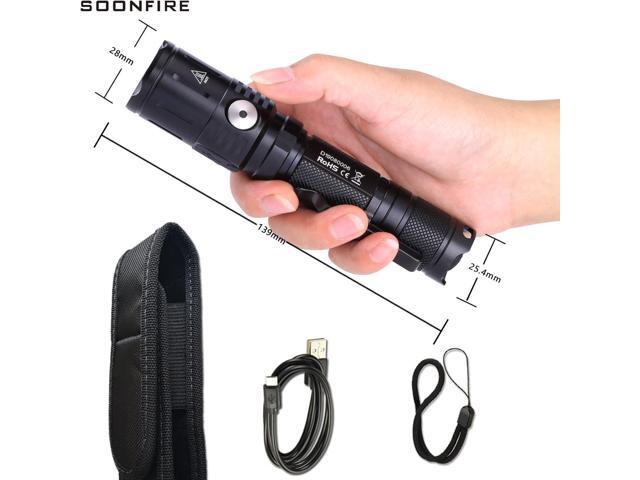MX65 Tactical Flashlight 1060 Lumens Built-in a Fast Charging Rechargeable LED Handheld Flashlights 5 Brightness Waterproof Flashlight