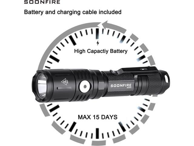 MX65 Tactical Flashlight 1060 Lumens Built-in a Fast Charging Rechargeable LED Handheld Flashlights 5 Brightness Waterproof Flashlight