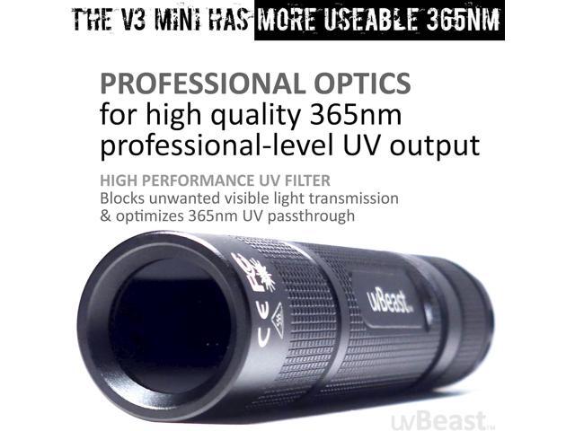 New V3 365nm MINI - Black Light UV Flashlight High Definition Pure Ultraviolet - Professional Grade High Power Upgraded 5 Core UV LED USA Stock