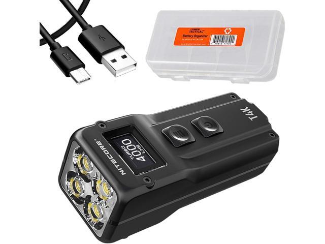 Nitecore T4K Keychain EDC Flashlight, 4000 Lumen LED Super Bright and USB-C Rechargeable with Organizer