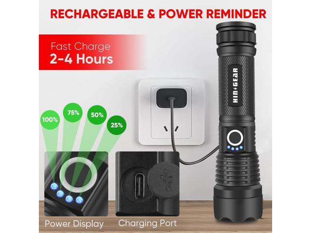 Rechargeable Flashlights High Lumens, High Power LED Flashlight XHP70.2 Powerful Tactical Flashlight with Zoomable Focus, 5 Modes Water Resistant...