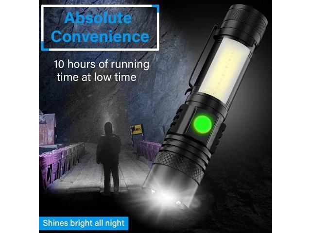 USB Rechargeable Flashlight, LED Magnetic Flashlights Super Bright Tactical Flashlights with Cob Sidelight Waterproof Zoomable 6 Modes USB...
