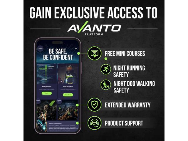 AVANTO SOLX1 Pro Chest Light, USB-C Smart Running Lights with Safety Courses, Black