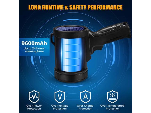 Rechargeable Spotlight, 1000000 Lumens Bright LED Spotlight Flashlight, Long Running Spot Light Searchlight, Outdoor Handheld Spotlights with Solar...