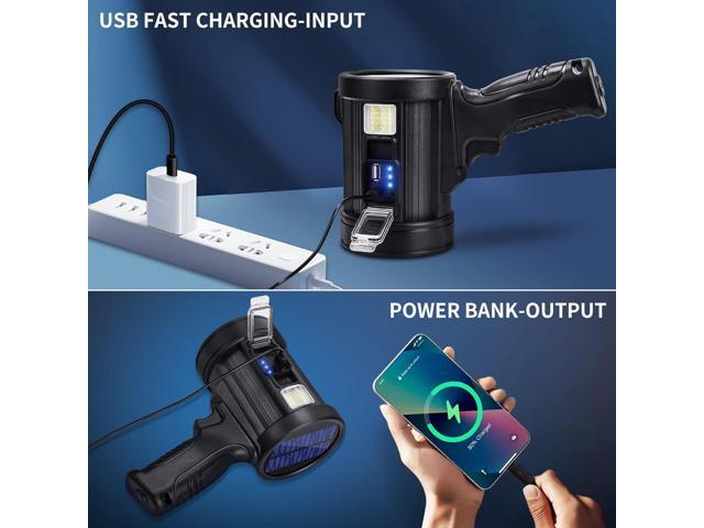 Rechargeable Spotlight, 1000000 Lumens Bright LED Spotlight Flashlight, Long Running Spot Light Searchlight, Outdoor Handheld Spotlights with Solar...