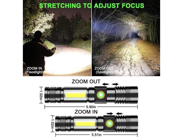 Rechargeable Tactical Flashlight, Magnetic LED Flashlight with COB Work Light, Super Bright 2000 Lumens Flash Light 4 Modes Waterproof Zoomable...