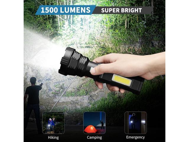 Led Solar Flashlight, 1500 Lumens Led Solar Powered Handheld Rechargeable Flashlights with IP65 Waterproof, 2000mAh Battery for Survival...