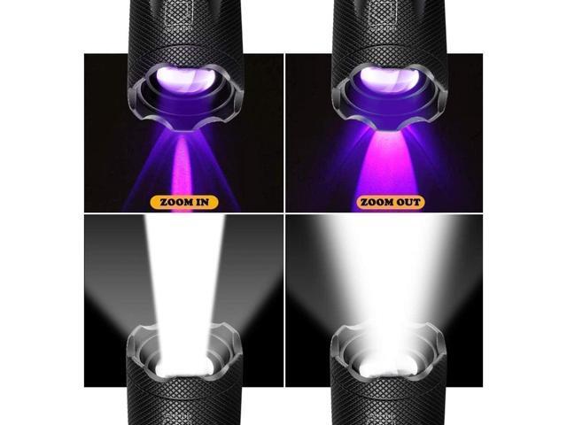 2 in 1 Blacklights Flashlight, UV 395nm Ultraviolet Torch Light High Lumen for Home Security, Outdoor Camping Cycling Hiking, Scorpion Hunting, Pet...