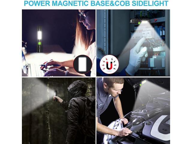 Rechargeable Flashlight, Super Bright LED Flashlight with COB sidelight, Zoomable, Waterproof, 4 Modes, Tactical Flashlight for Camping, Emergency