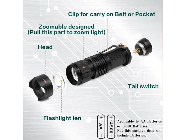 (Pack of 4) 4 Color Light Single Mode Flashlight: Red Light Flashlight, Green Light Flashlight, Blue Light Flashlight, Cool White Light Flashlight...